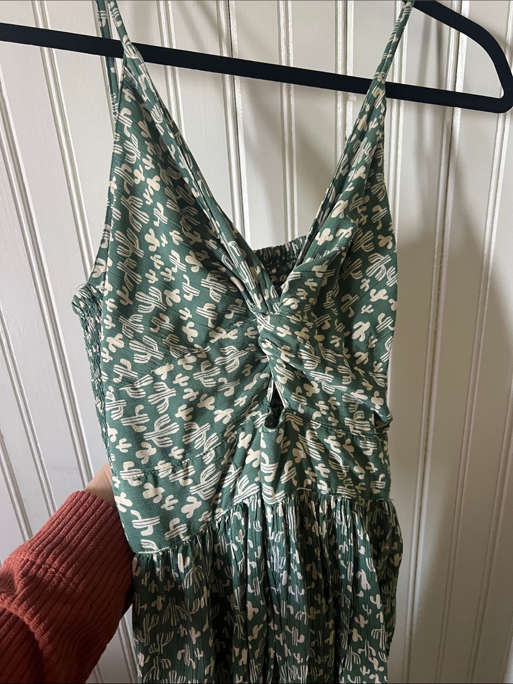 Angie Green Printed Cactus jumpsuit with Knotted Front